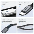 Кабел за данни Techsuit Premium Data Cable TitanSync Pro (CX2) - Type-C към Type-C, PD240W, 480Mbps, E-marker Chip, 1m - Сив