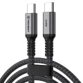 Кабел за данни Techsuit Premium Data Cable TitanSync Pro (CX2) - Type-C към Type-C, PD240W, 480Mbps, E-marker Chip, 2m - Сив