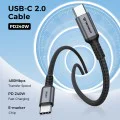 Кабел за данни Techsuit Premium Data Cable TitanSync Pro (CX2) - Type-C към Type-C, PD240W, 480Mbps, E-marker Chip, 2m - Сив