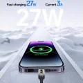 Кабел за данни Yesido (CA199) - USB-C към Lightning, 27W, 3A, 1.2m, цинкова сплав, оплетена оплетка - Черен