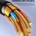 Кабел за данни Yesido (CA199) - USB-C към Lightning, 27W, 3A, 1.2m, цинкова сплав, оплетена оплетка - Черен