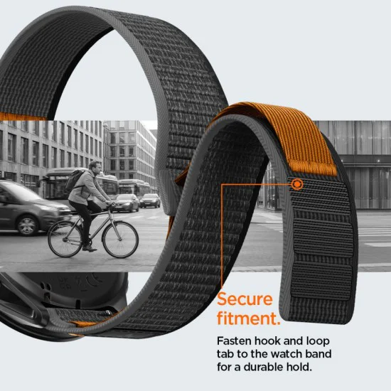 Каишка 22mm за Garmin Venu 2/3/4 (45mm), Forerunner 255/265 - Spigen Athlex Air - Черна / Оранжева