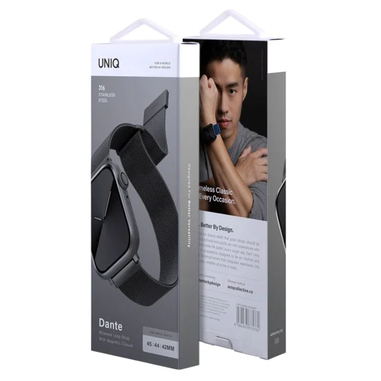 Каишка за Apple Watch 1/2/3/4/5/6/7/8/9/10/11/SE/SE 2/SE 3 (38/40/41/42mm) - UNIQ Dante Series - Графит