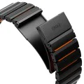 Каишка за Apple Watch 1/2/3/4/5/6/7/8/9/10/11/SE/SE 2/SE 3/Ultra/2/3 (42/44/45/46/49mm) - UNIQ Strova Flex Series - Черен / Оранжев