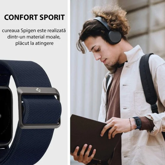 Каишка за Apple Watch 12/11/10/9/8/7/SE (3/2/1 Gen)/6/5/4 (44mm/45mm) / Ultra 4/3/2/1 (46mm/49mm) Lite Fit (AMP02287) - Spigen - Тъмносин
