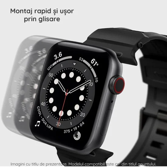 Каишка за Apple Watch 12/11/10/9/8/7/SE (3/2/1 Gen)/6/5/4 / Ultra 4/3/2/1 (44/45/46/49mm) Rugged Band (AMP02854) - Spigen - Матиран черен