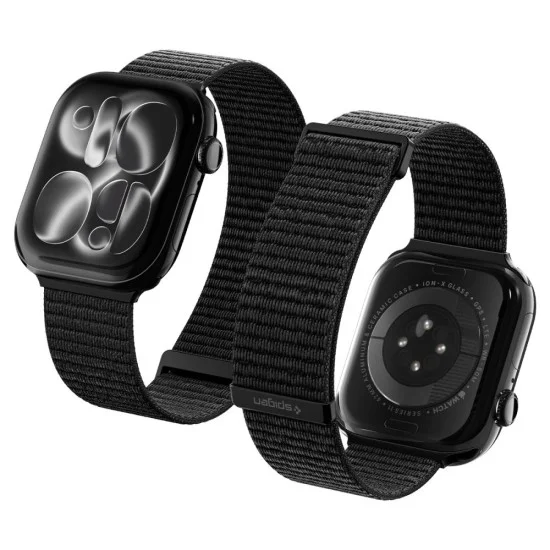 Каишка Spigen - Band WBF01 (AMP11833) - Apple Watch 11/10/9/8/7/SE(3/2/1 Gen)/6/5/4/(44mm/45mm)/Ultra 3/2/1 (46mm/49mm) - Черен