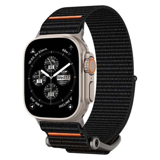 Каишка Spigen DuraPro Flex (AMP05981) - Apple Watch 12 / 11 / 10 / 9 / 8 / 7 / SE (3/2/1 Gen) / 6 / 5 / 4 / (44/45mm) / Ultra 4 / 3 / 2 / 1 (46/49mm) - Черен