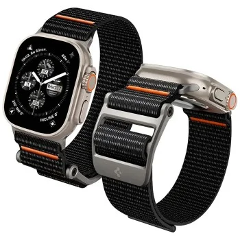 Каишка Spigen DuraPro Flex (AMP05981) - Apple Watch 12 / 11 / 10 / 9 / 8 / 7 / SE (3/2/1 Gen) / 6 / 5 / 4 / (44/45mm) / Ultra 4 / 3 / 2 / 1 (46/49mm) - Черен