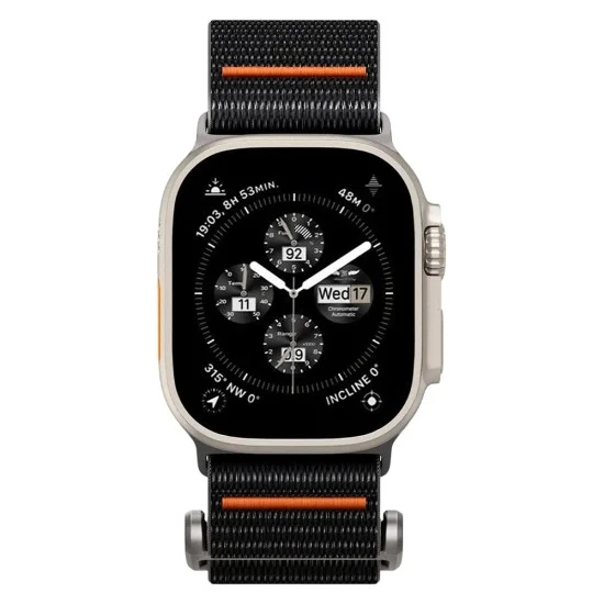 Каишка Spigen DuraPro Flex (AMP05981) - Apple Watch 12 / 11 / 10 / 9 / 8 / 7 / SE (3/2/1 Gen) / 6 / 5 / 4 / (44/45mm) / Ultra 4 / 3 / 2 / 1 (46/49mm) - Черен