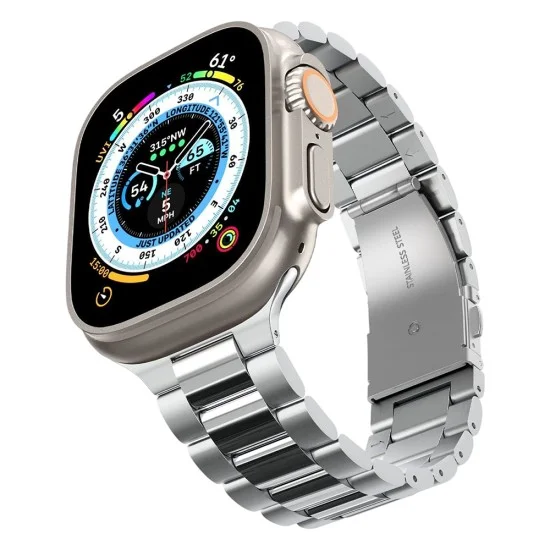 Каишка Spigen - Modern Fit 316L (AMP06356) - Apple Watch 12/11/10/9/8/7/SE (3/2/1 Gen)/6/5/4/ Ultra 4/3/2/1 (44/45/46/49mm) - Сребърен