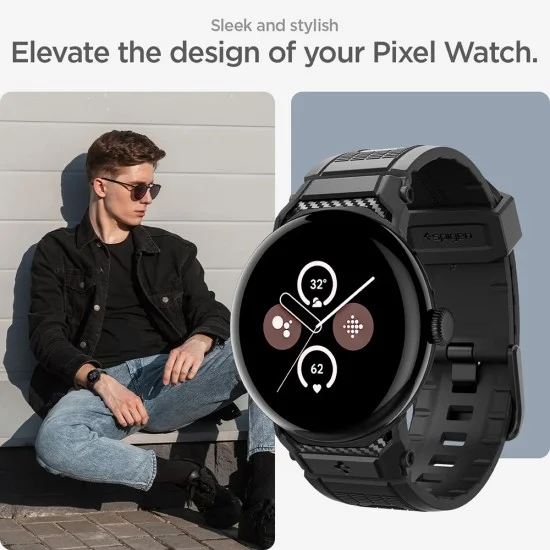 Каишка Spigen Rugged Band (AMP07600) - Google Pixel Watch 5 / Watch 4 / Watch 3 45mm - Черен