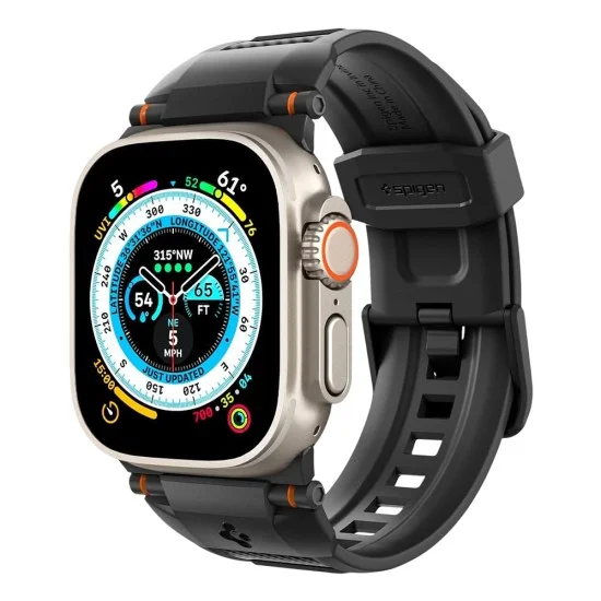 Каишка Spigen - Rugged Band Ultra (AMP07105) - Apple Watch 12/11/10/9/8/7/SE (3/2/1 Gen)/6/5/4/Ultra 4/3/2/1 (44/45/46/49mm) - Черен