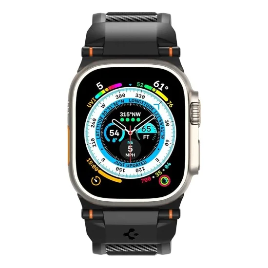Каишка Spigen - Rugged Band Ultra (AMP07105) - Apple Watch 12/11/10/9/8/7/SE (3/2/1 Gen)/6/5/4/Ultra 4/3/2/1 (44/45/46/49mm) - Черен