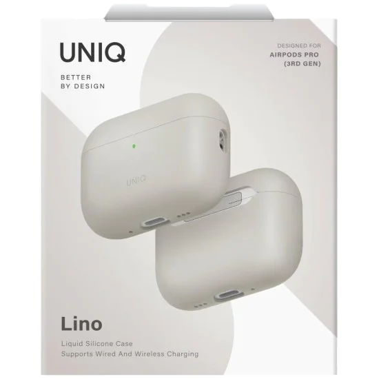Калъф за AirPods Pro 3 - UNIQ Lino Hybrid Liquid Silicon - Бежов (Beige Ivory)
