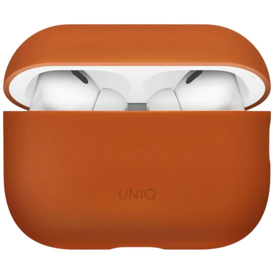 Калъф за AirPods Pro 3 - UNIQ Lino Hybrid Liquid Silicon - Оранжев (Sunset Orange)