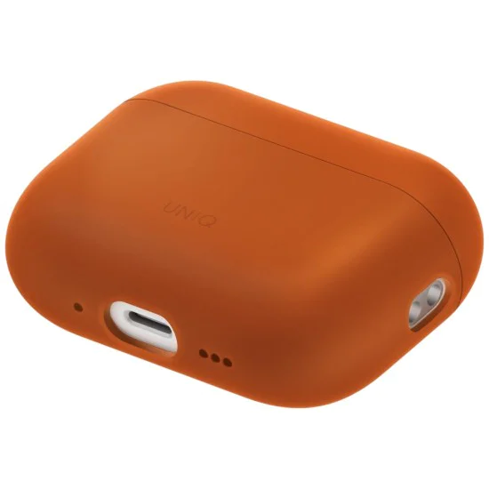 Калъф за AirPods Pro 3 - UNIQ Lino Hybrid Liquid Silicon - Оранжев (Sunset Orange)