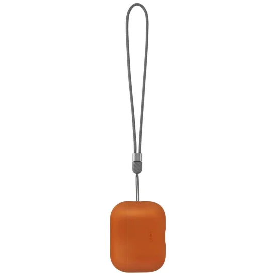 Калъф за AirPods Pro 3 - UNIQ Lino Hybrid Liquid Silicon - Оранжев (Sunset Orange)