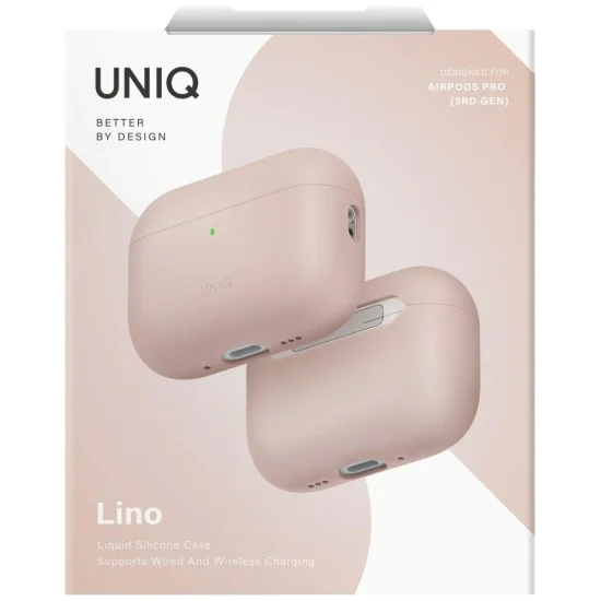Калъф за AirPods Pro 3 - UNIQ Lino Hybrid Liquid Silicon - Розов (Blush Pink)