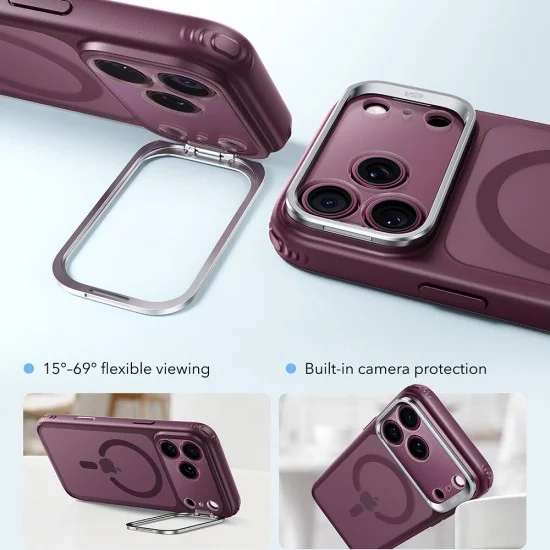 Калъф ESR Classic Hybrid HaloLock Kickstand - iPhone 18 Pro / iPhone 17 Pro - Матово бордо