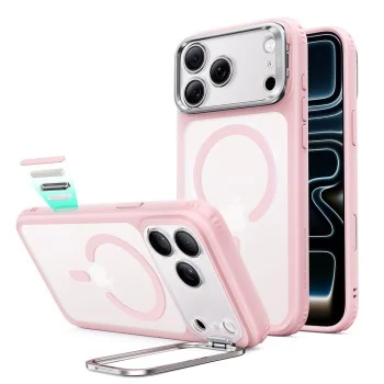 Калъф ESR Classic Hybrid HaloLock Kickstand - iPhone 18 Pro / iPhone 17 Pro - Матово розов