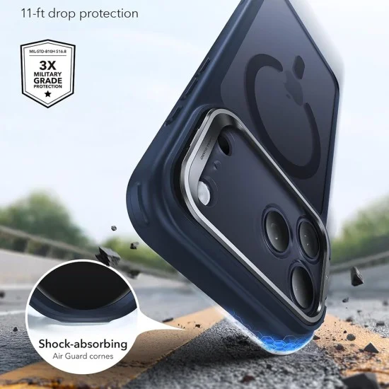 Калъф ESR Classic Hybrid HaloLock Kickstand - iPhone 18 Pro / iPhone 17 Pro - Матово син