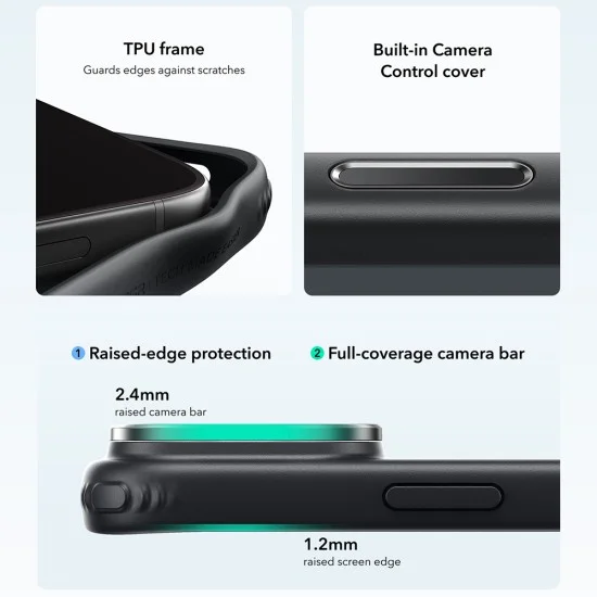 Калъф ESR Classic Hybrid HaloLock Kickstand - iPhone 18 Pro / iPhone 17 Pro - Прозрачно черен