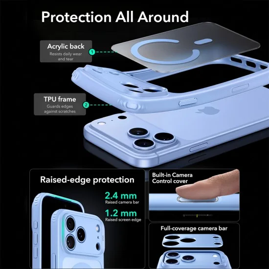 Калъф ESR Classic Hybrid HaloLock - iPhone 18 Pro Max / iPhone 17 Pro Max - Матово светло син