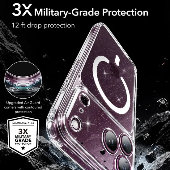 Калъф ESR Classic Hybrid HaloLock - iPhone 18 Pro Max / iPhone 17 Pro Max - Прозрачен със блясък