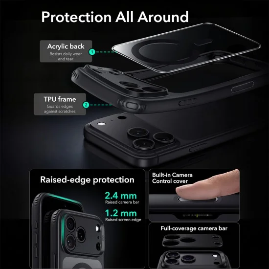 Калъф ESR Classic Hybrid HaloLock - iPhone 18 Pro Max / iPhone 17 Pro Max - Прозрачно черен