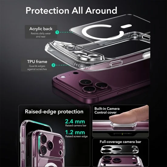 Калъф ESR Classic Hybrid HaloLock - iPhone 18 Pro / iPhone 17 Pro - Прозрачен