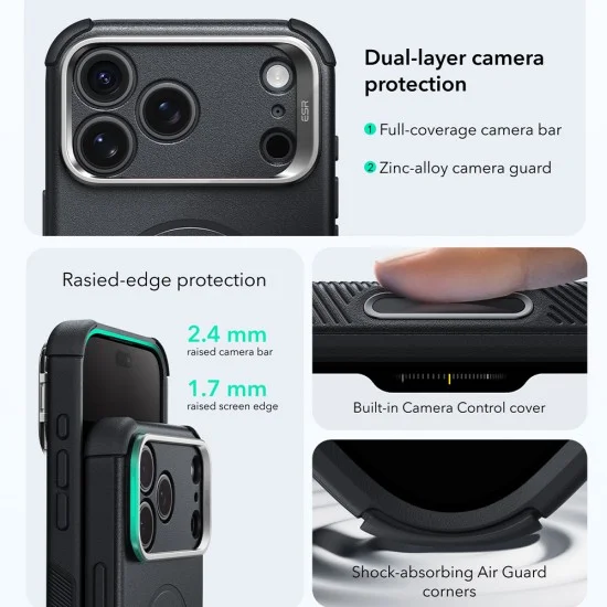 Калъф ESR Cyber Armor Kickstand - iPhone 18 Pro / iPhone 17 Pro - Черен