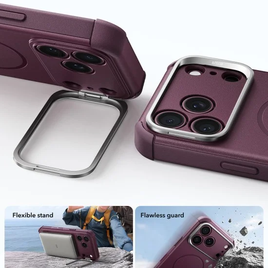 Калъф ESR Cyber Armor Kickstand - iPhone 18 Pro / iPhone 17 Pro - Матово бордо
