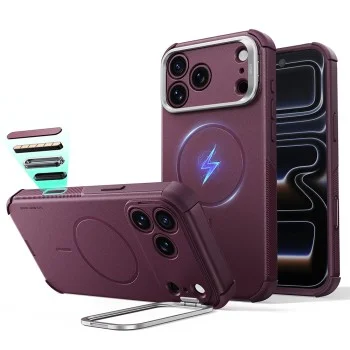 Калъф ESR Cyber Armor Kickstand - iPhone 18 Pro / iPhone 17 Pro - Матово бордо