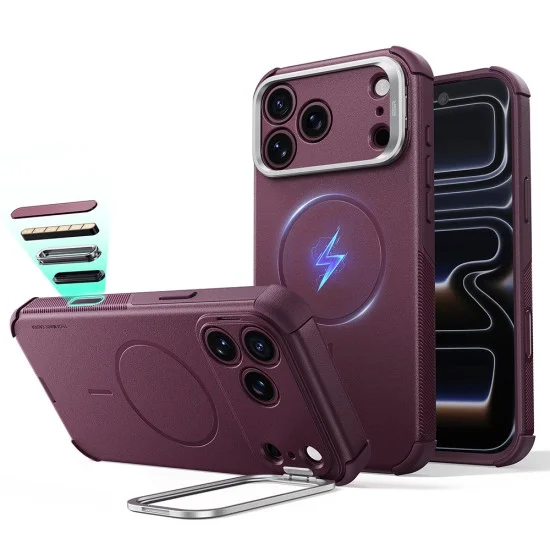 Калъф ESR Cyber Armor Kickstand - iPhone 18 Pro / iPhone 17 Pro - Матово бордо