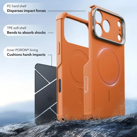 Калъф ESR Cyber Armor Kickstand - iPhone 18 Pro / iPhone 17 Pro - Оранжев