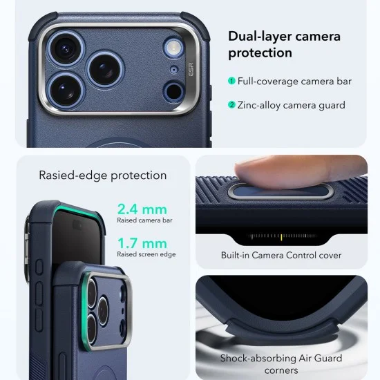 Калъф ESR Cyber Armor Kickstand - iPhone 18 Pro / iPhone 17 Pro - Син