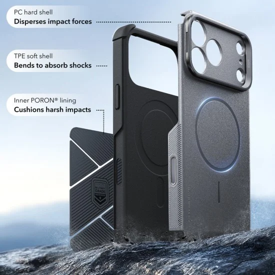 Калъф ESR Cyber Armor Kickstand - iPhone 18 Pro / iPhone 17 Pro - Сив
