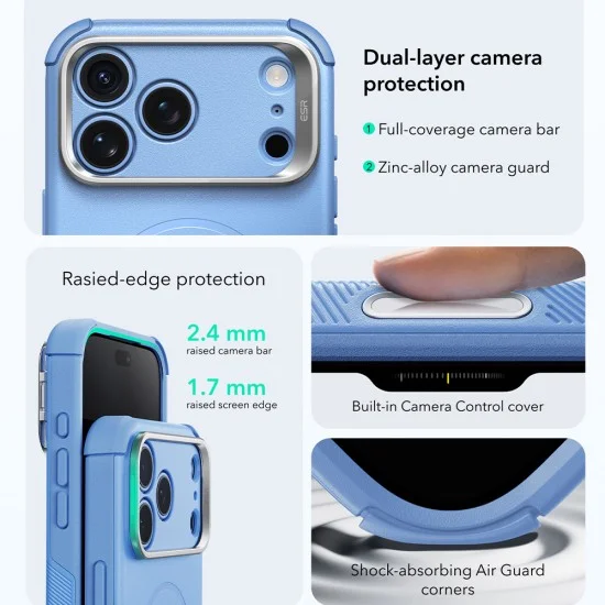 Калъф ESR Cyber Armor Kickstand - iPhone 18 Pro / iPhone 17 Pro - Светло син
