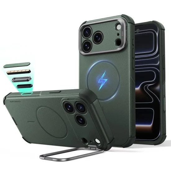 Калъф ESR Cyber Armor Kickstand - iPhone 18 Pro / iPhone 17 Pro - Тъмно зелен