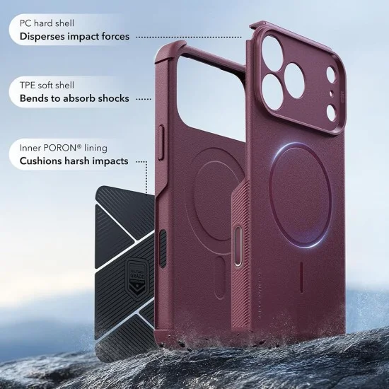 Калъф ESR Cyber Halolock - iPhone 18 Pro Max / iPhone 17 Pro Max - Матово бордо