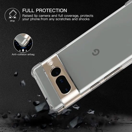 Калъф за Google Pixel 7 Pro - Удароустойчив Прозрачен Силиконов - Прозрачен