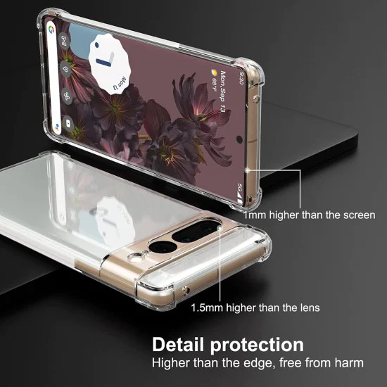 Калъф за Google Pixel 7 Pro - Удароустойчив Прозрачен Силиконов - Прозрачен