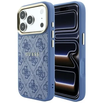 Калъф Guess 4G Embossed Classic MagSafe (GUHMP18LP4MSEGCB) - iPhone 18 Pro / iPhone 17 Pro - Син