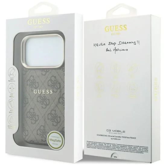 Калъф Guess 4G Embossed Classic MagSafe (GUHMP18LP4MSEGCW) - iPhone 18 Pro / iPhone 17 Pro - Кафяв