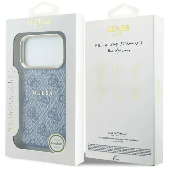 Калъф Guess 4G Embossed Classic MagSafe (GUHMP18XP4MSEGCB) - iPhone 18 Pro Max / iPhone 17 Pro Max - Син