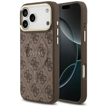Калъф Guess 4G Embossed Ring Classic Logo MagSafe (GUHMP18LP4MSEGW) - iPhone 18 Pro / iPhone 17 Pro - Кафяв