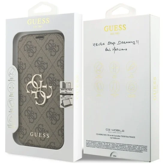 Guess - Book 4G Metal Logo (GUBKP18L4GMGBR) - iPhone 18 Pro / iPhone 17 Pro - Brown