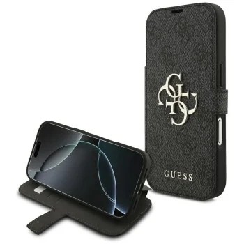 Калъф Guess - Book 4G Metal Logo (GUBKP18L4GMGGR) - iPhone 18 Pro / iPhone 17 Pro - Черен