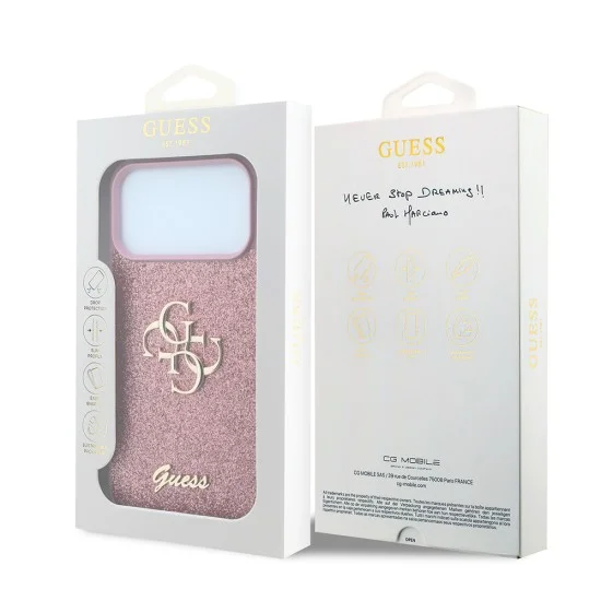 Калъф Guess Fixed Glitter Big 4G (GUHCP18LHG4SGP) - iPhone 18 Pro - Розов
